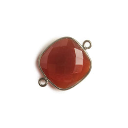 16x16mm Black Gold Bezel Autumn Orange Chalcedony Cushion Connector 1 piece (ONLINE ORDER ONLY)