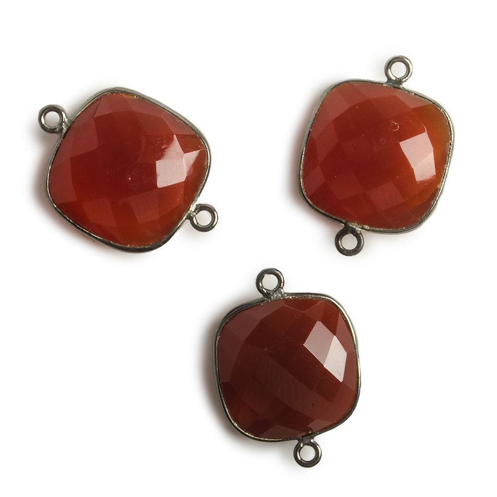 16x16mm Black Gold Bezel Autumn Orange Chalcedony Cushion Connector 1 piece (ONLINE ORDER ONLY)