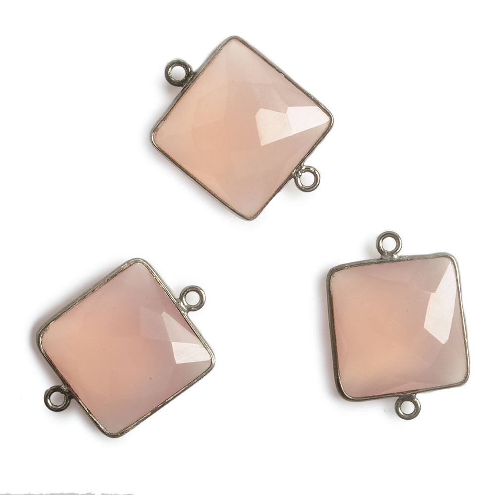 16x16mm Black Gold Bezel Petal Pink Chalcedony Square Connector 1 piece (ONLINE ORDER ONLY)