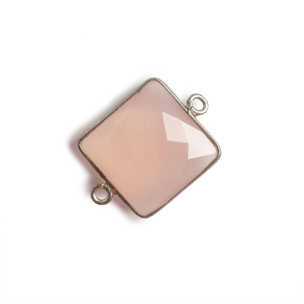 16x16mm Black Gold Bezel Petal Pink Chalcedony Square Connector 1 piece (ONLINE ORDER ONLY)