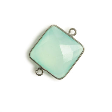 16x16mm Black Gold Bezel Sea Blue Chalcedony Square Connector 1 piece (ONLINE ORDER ONLY)