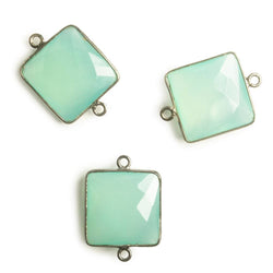 16x16mm Black Gold Bezel Sea Blue Chalcedony Square Connector 1 piece (ONLINE ORDER ONLY)