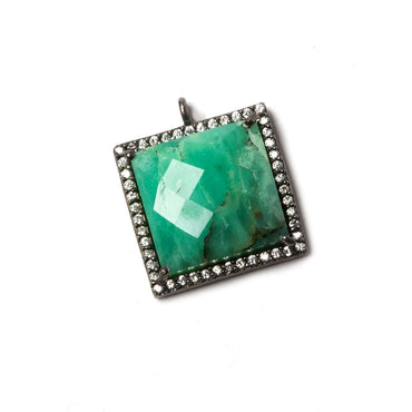 16x16mm Black Gold Bezeled White CZ & Chrysoprase Square Pendant 1 piece (ONLINE ORDER ONLY)