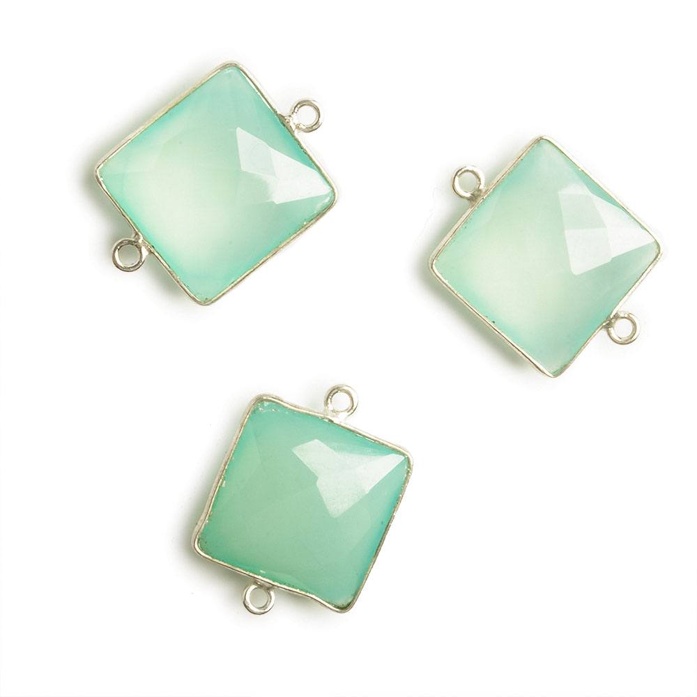 16x16mm Silver Bezel Sea Blue Chalcedony Square Connector 1 piece (ONLINE ORDER ONLY)