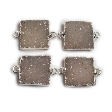 16x16mm Silver Leafed Square Drusy Focal Connector (ONLINE ORDER ONLY)