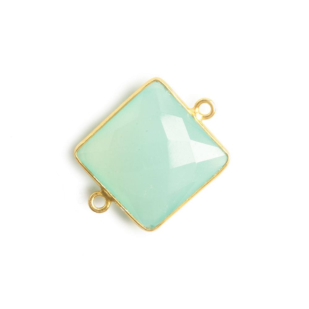 16x16mm Vermeil Bezel Sea Blue Chalcedony Square Connector 1 piece (ONLINE ORDER ONLY)