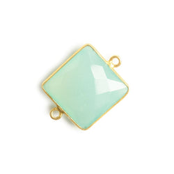 16x16mm Vermeil Bezel Sea Blue Chalcedony Square Connector 1 piece (ONLINE ORDER ONLY)