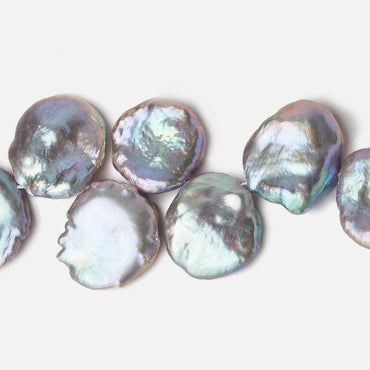 16x17-19x20mm Silver Peacock Top Drilled Ultra Keshi Pearls 16 inch 36 pieces AA (ONLINE ORDER ONLY)