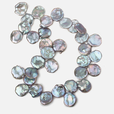 16x17-19x20mm Silver Peacock Top Drilled Ultra Keshi Pearls 16 inch 36 pieces AA (ONLINE ORDER ONLY)