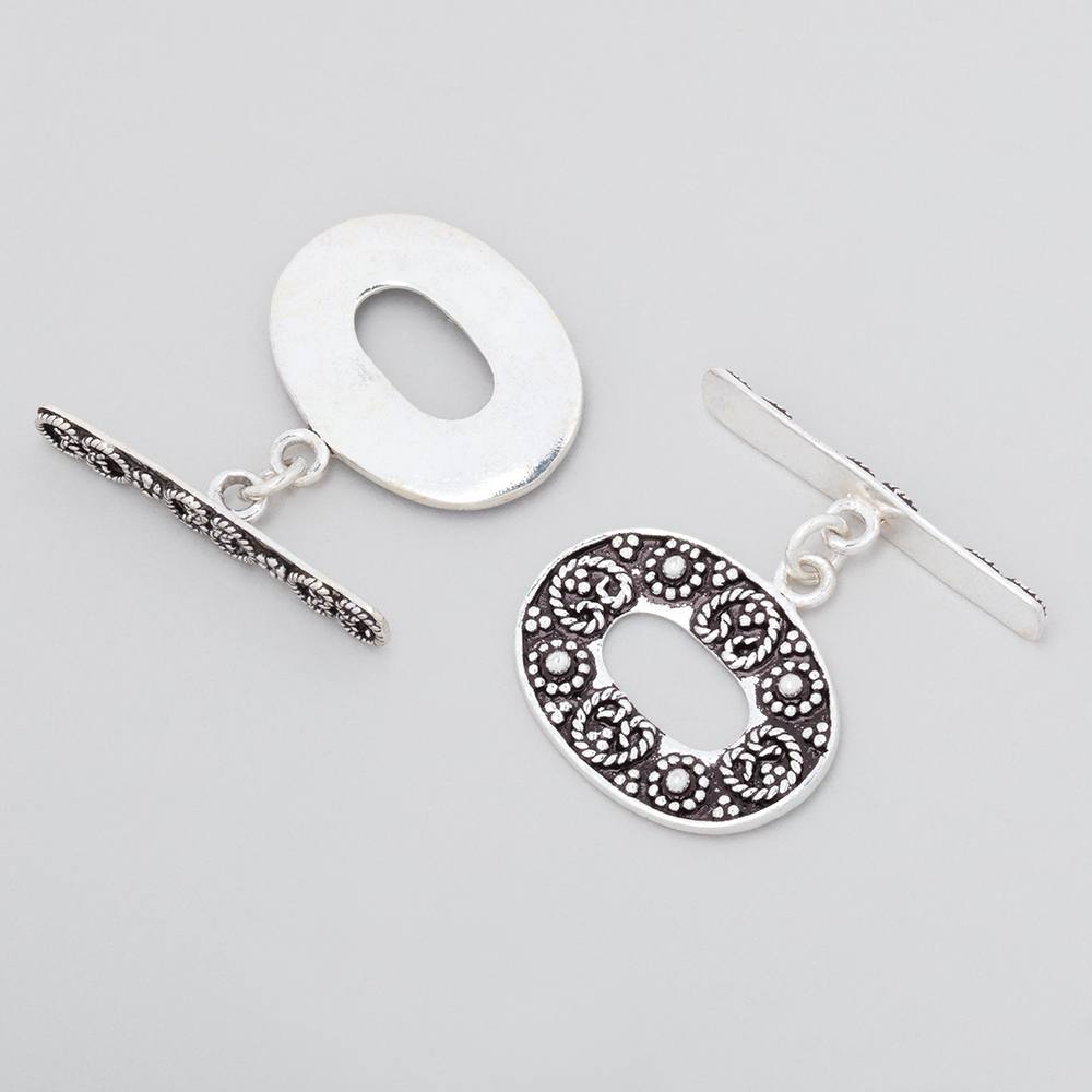 16x21.5mm Antiqued Sterling Silver Oval Toggle Twisted Rope Design 1 piece (ONLINE ORDER ONLY)