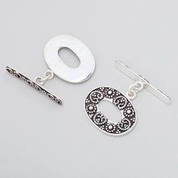 16x21.5mm Antiqued Sterling Silver Oval Toggle Twisted Rope Design 1 piece (ONLINE ORDER ONLY)