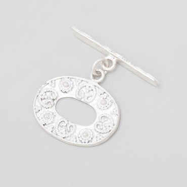 16x21.5mm Sterling Silver Oval Toggle with Twisted Rope Design 1 piece (ONLINE ORDER ONLY)