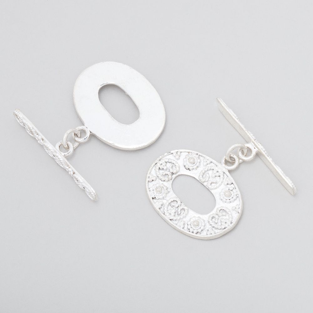 16x21.5mm Sterling Silver Oval Toggle with Twisted Rope Design 1 piece (ONLINE ORDER ONLY)