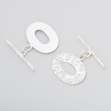 16x21.5mm Sterling Silver Oval Toggle with Twisted Rope Design 1 piece (ONLINE ORDER ONLY)