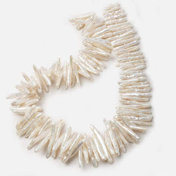 16x4-37x5mm White Side Drilled Biwa Freshwater Pearls 14.5 inch 100 pieces (ONLINE ORDER ONLY)