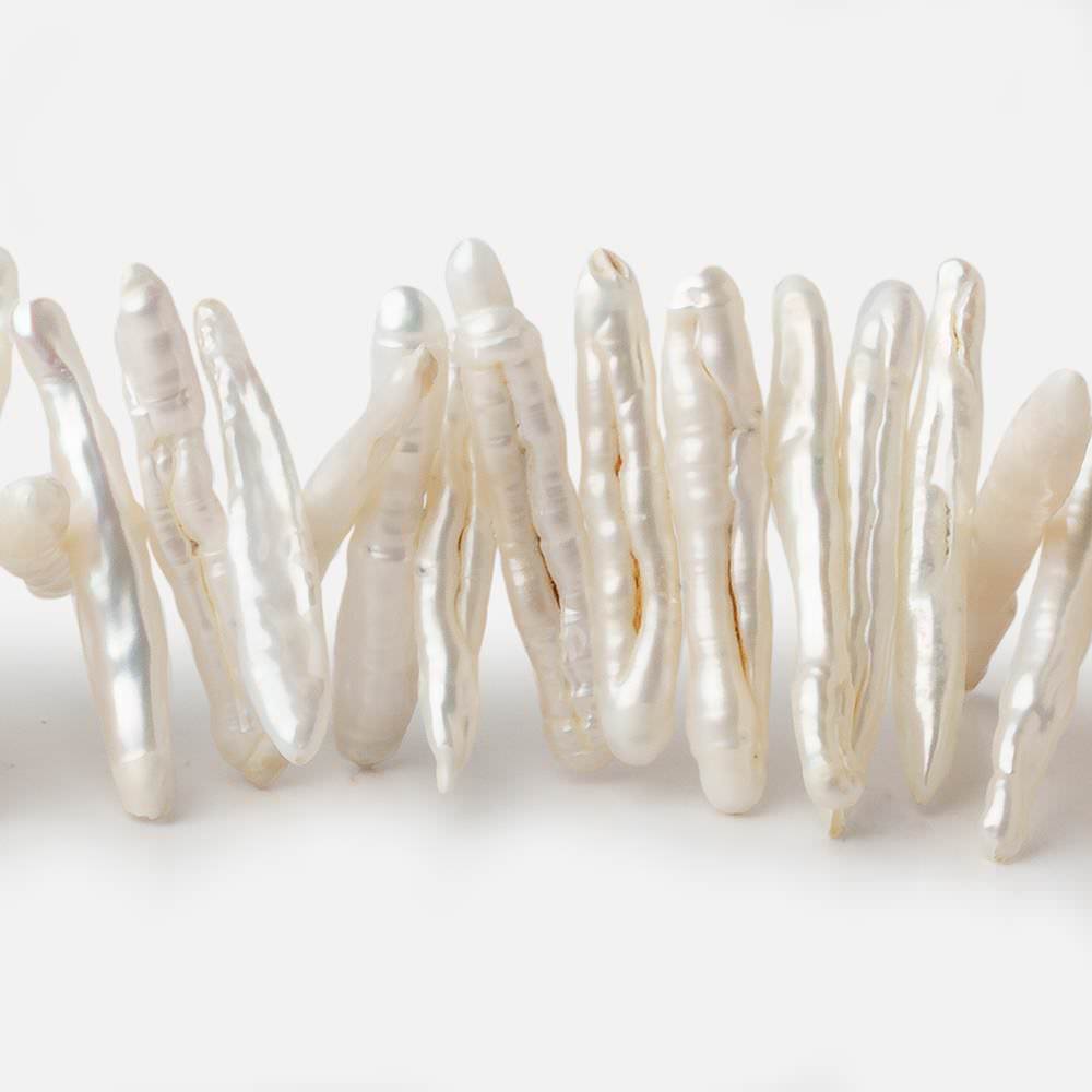 16x4-37x5mm White Side Drilled Biwa Freshwater Pearls 14.5 inch 100 pieces (ONLINE ORDER ONLY)