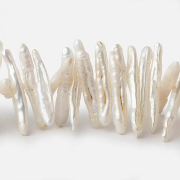 16x4-37x5mm White Side Drilled Biwa Freshwater Pearls 14.5 inch 100 pieces (ONLINE ORDER ONLY)