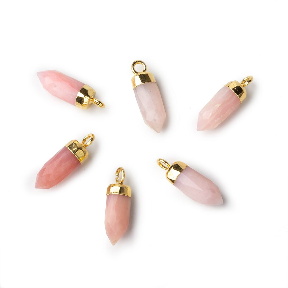16x5mm Gold Leafed Pink Peruvian Opal Spike Pendant 1 piece (ONLINE ORDER ONLY)