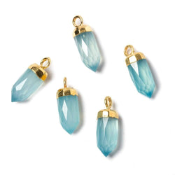 16x5mm Gold Leafed SeaBlue Chalcedony Spike Pendants 1 piece (ONLINE ORDER ONLY)