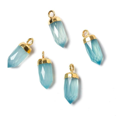16x5mm Gold Leafed SeaBlue Chalcedony Spike Pendants 1 piece (ONLINE ORDER ONLY)