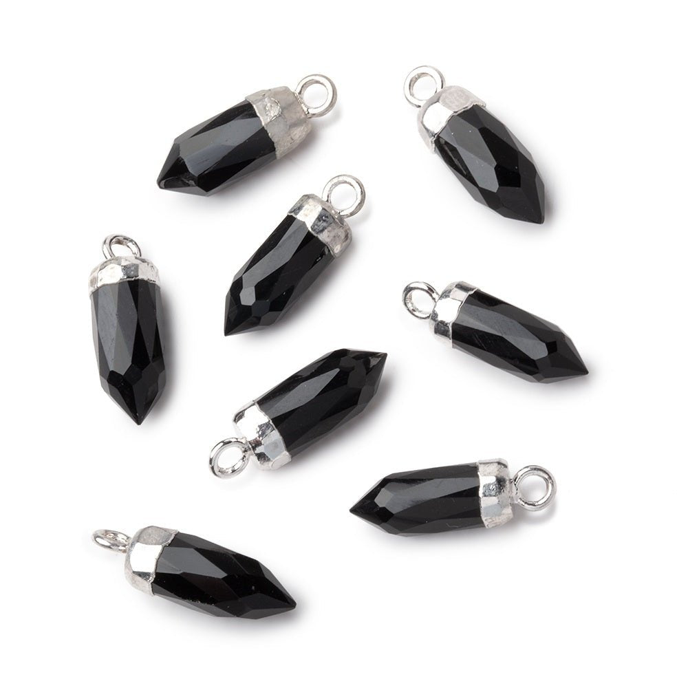 16x5mm Silver Leafed Black Onyx Spike Focal Pendant 1 piece (ONLINE ORDER ONLY)