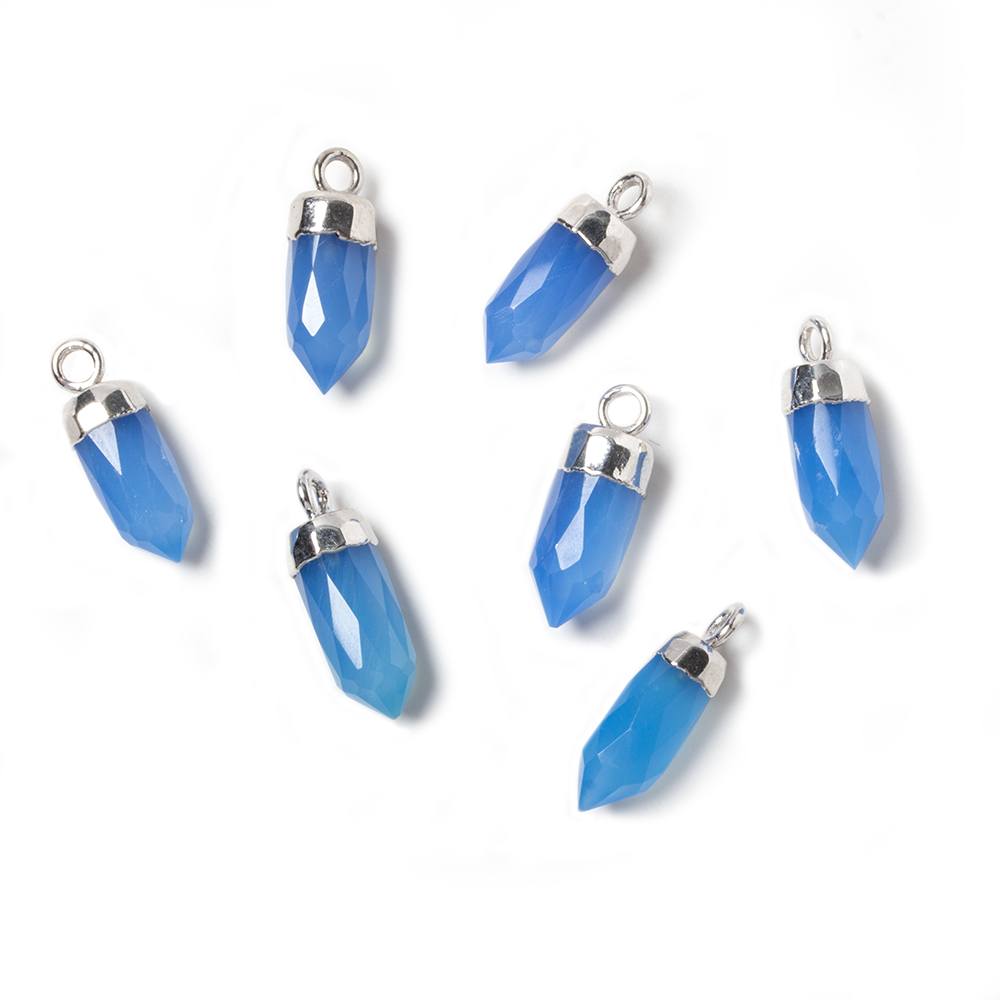 16x6mm Silver Leafed Blue Chalcedony Spike Pendants 1 piece (ONLINE ORDER ONLY)