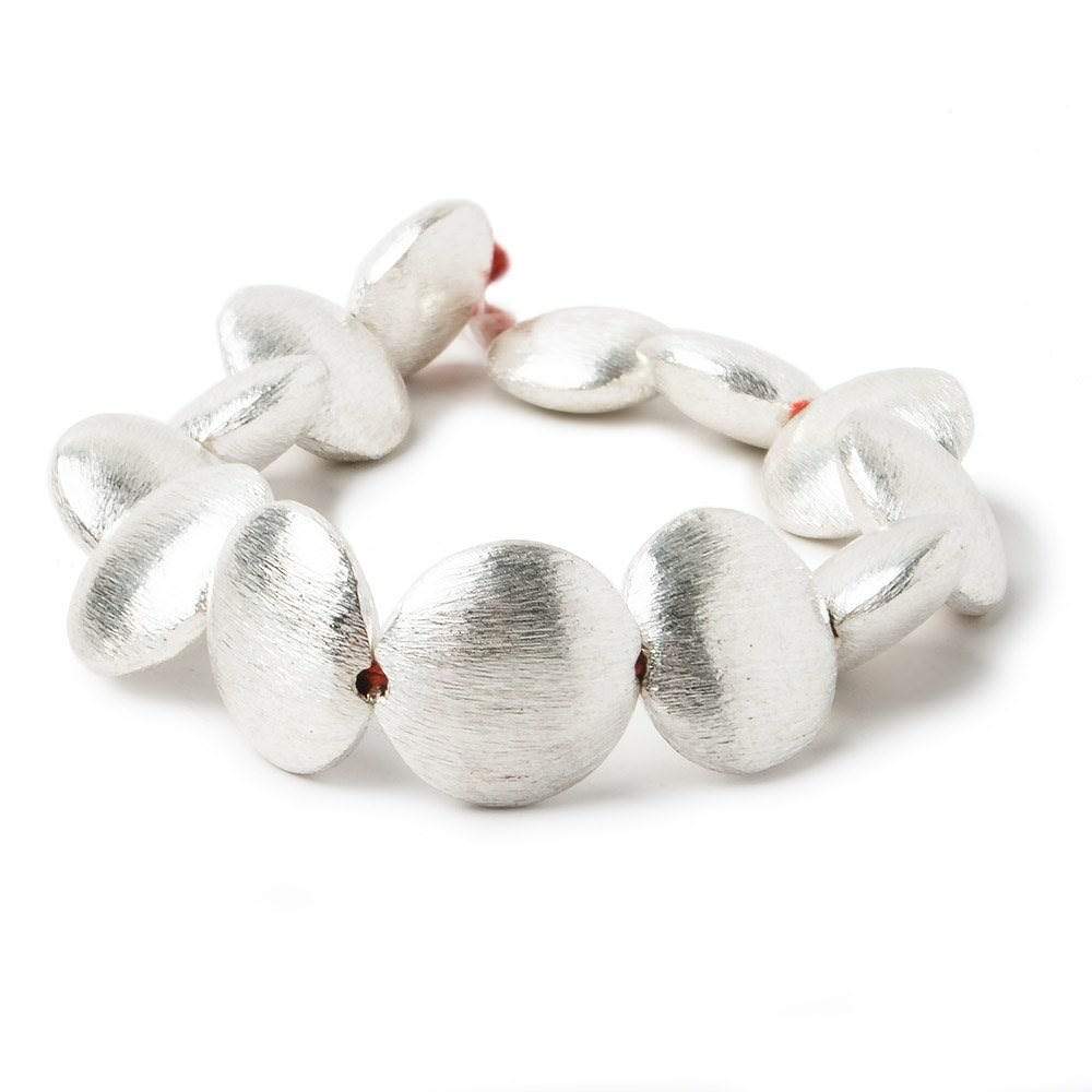 16x6mm Sterling Silver Plated Copper Coin, Brushed Finish 8 inch 13 pcs (ONLINE ORDER ONLY)