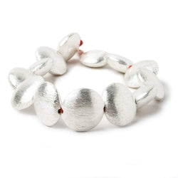 16x6mm Sterling Silver Plated Copper Coin, Brushed Finish 8 inch 13 pcs (ONLINE ORDER ONLY)