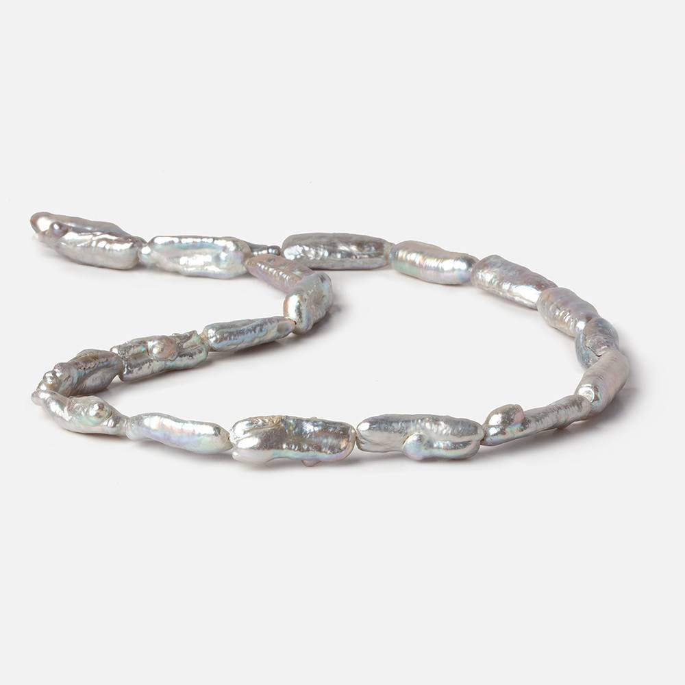 16x7-22x8mm Silver straight drilled Biwa Freshwater Pearls 16.5 inch 20 pieces (ONLINE ORDER ONLY)