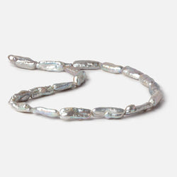 16x7-22x8mm Silver straight drilled Biwa Freshwater Pearls 16.5 inch 20 pieces (ONLINE ORDER ONLY)