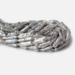 16x7-22x8mm Silver straight drilled Biwa Freshwater Pearls 16.5 inch 20 pieces (ONLINE ORDER ONLY)