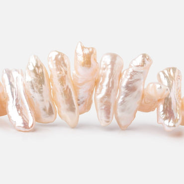 16x7-29x9mm Peach Side Drill Biwa Freshwater Pearls 15 inch 48 Beads (ONLINE ORDER ONLY)