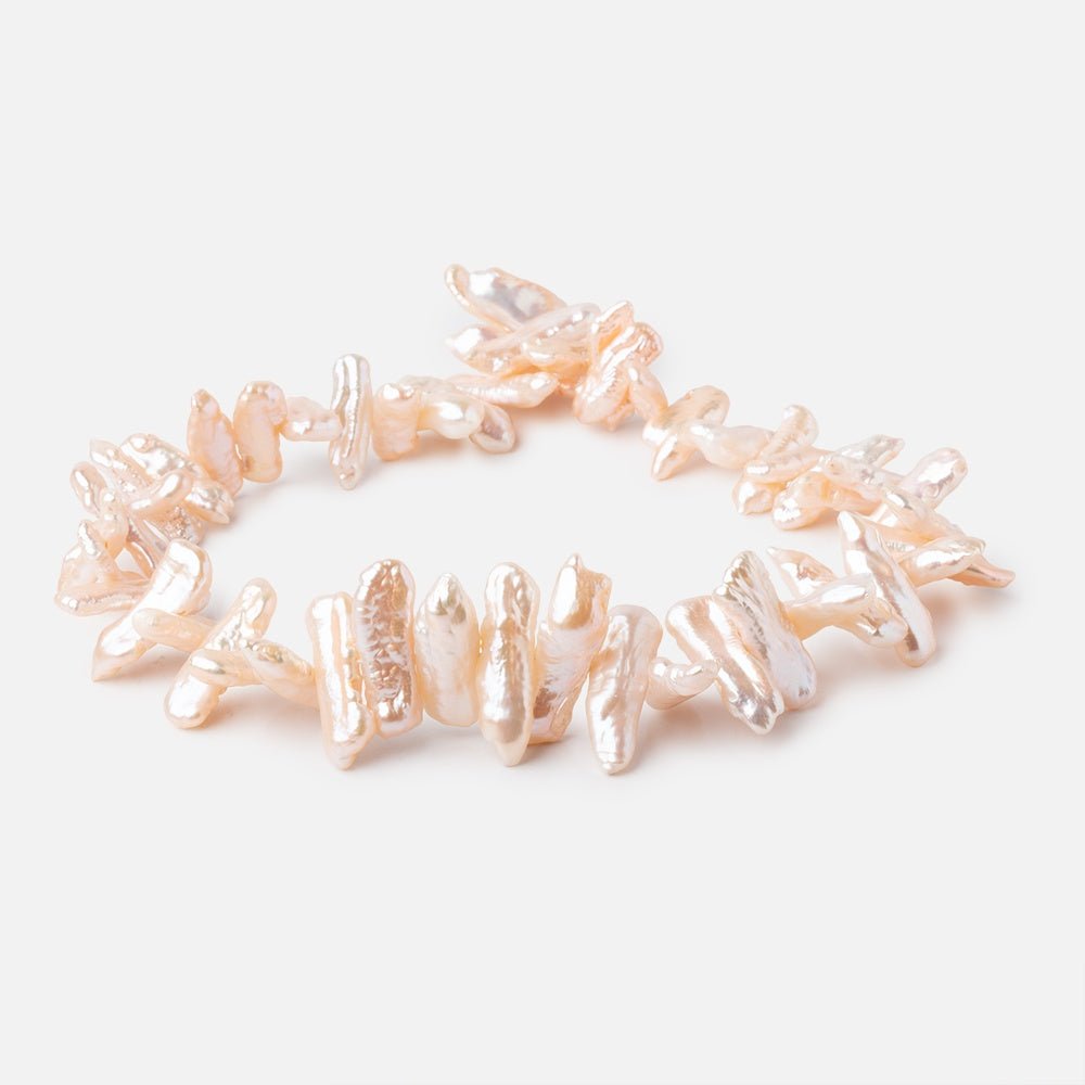 16x7-29x9mm Peach Side Drill Biwa Freshwater Pearls 15 inch 48 Beads (ONLINE ORDER ONLY)