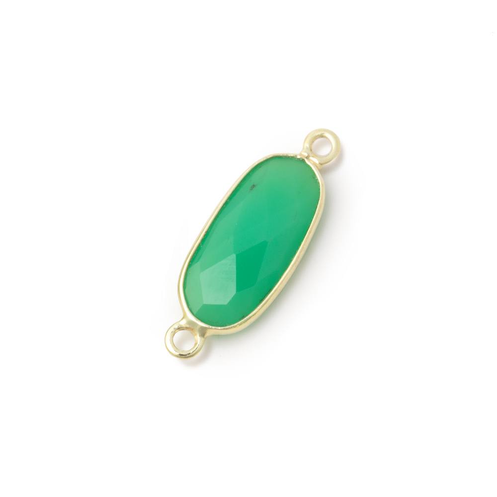 16x8mm Vermeil Bezel Green Chalcedony Elongated Oval 1 Connector (ONLINE ORDER ONLY)