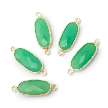 16x8mm Vermeil Bezel Green Chalcedony Elongated Oval 1 Connector (ONLINE ORDER ONLY)