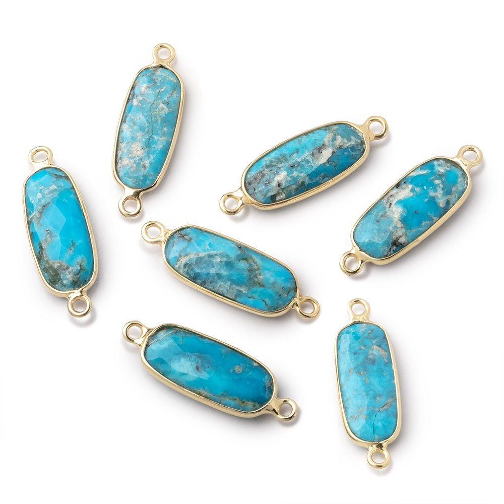 16x8mm Vermeil Bezel Turquoise Howlite Elongated Oval Connector 1 piece (ONLINE ORDER ONLY)