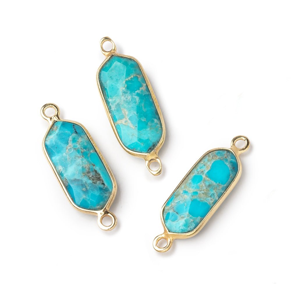 16x8mm Vermeil Bezel Turquoise Howlite Modified Marquise Connector 1 piece (ONLINE ORDER ONLY)