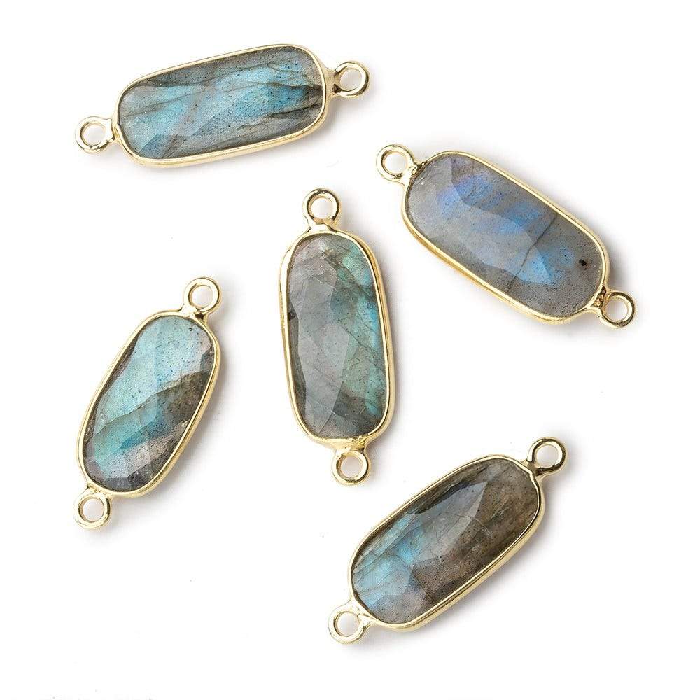 14-16mm Vermeil Bezeled Labradorite elongated oval Connector 1 focal bead (ONLINE ORDER ONLY)
