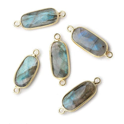 14-16mm Vermeil Bezeled Labradorite elongated oval Connector 1 focal bead (ONLINE ORDER ONLY)