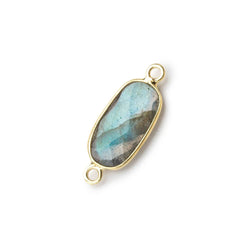 14-16mm Vermeil Bezeled Labradorite elongated oval Connector 1 focal bead (ONLINE ORDER ONLY)