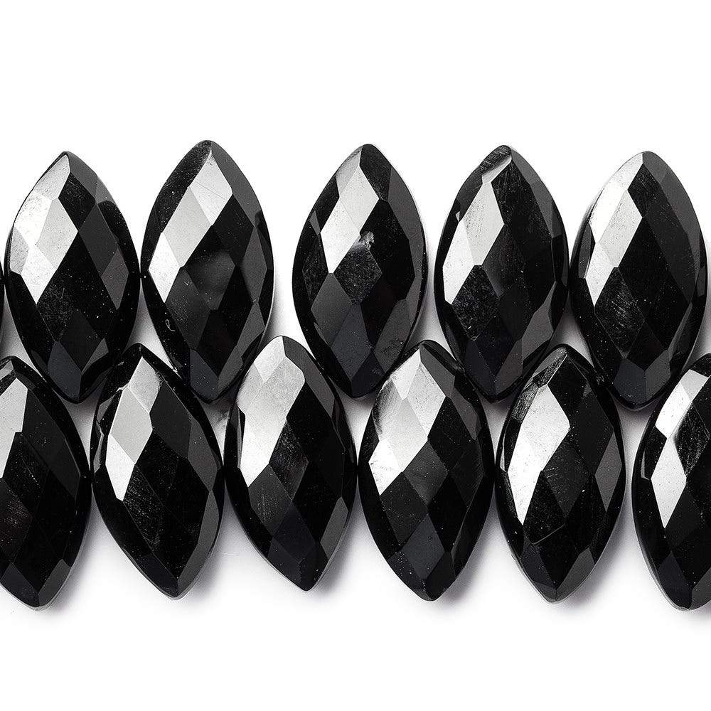 16x9-18x9mm Black Onyx top drilled faceted marquise beads 8.5 inch 43 pieces AAA (ONLINE ORDER ONLY)