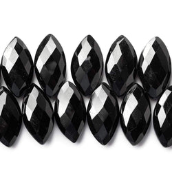 16x9-18x9mm Black Onyx top drilled faceted marquise beads 8.5 inch 43 pieces AAA (ONLINE ORDER ONLY)