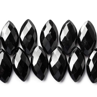 16x9-18x9mm Black Onyx top drilled faceted marquise beads 8.5 inch 43 pieces AAA (ONLINE ORDER ONLY)