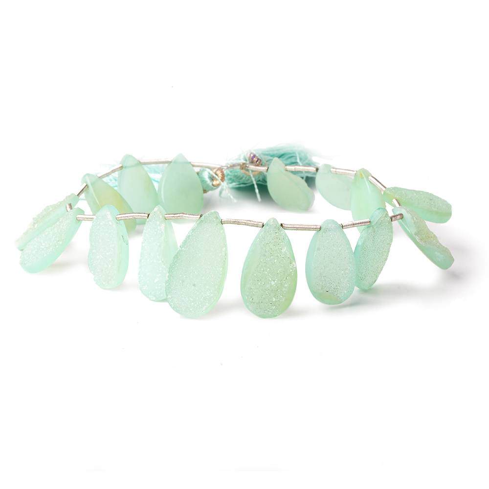 16x9-21x11mm Seafoam Green Drusy Agate Pear Beads 8 inch 16 pieces (ONLINE ORDER ONLY)