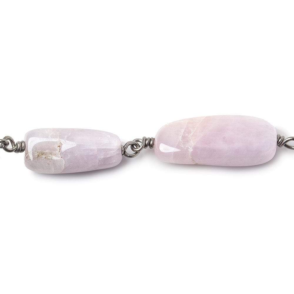 16x9-21x9mm Kunzite elongated plain nugget Black Gold .925 Silver Chain by the foot 13 beads A (ONLINE ORDER ONLY)