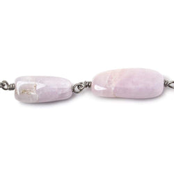 16x9-21x9mm Kunzite elongated plain nugget Black Gold .925 Silver Chain by the foot 13 beads A (ONLINE ORDER ONLY)