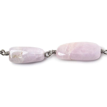 16x9-21x9mm Kunzite elongated plain nugget Black Gold .925 Silver Chain by the foot 13 beads A (ONLINE ORDER ONLY)