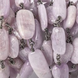 16x9-21x9mm Kunzite elongated plain nugget Black Gold .925 Silver Chain by the foot 13 beads A (ONLINE ORDER ONLY)