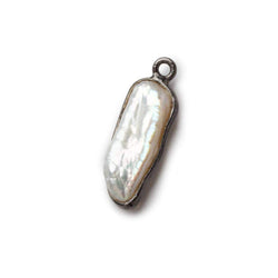 16x9mm Black Gold Bezeled Off White Keshi Pearl Pendant 1 piece (ONLINE ORDER ONLY)