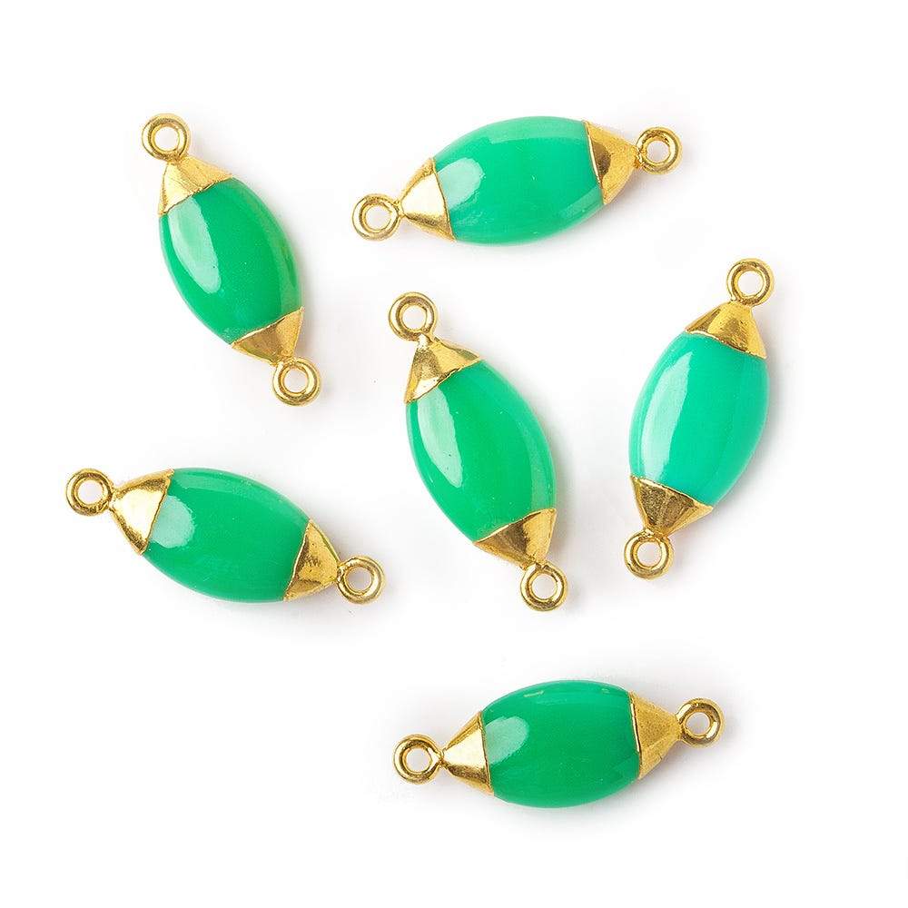 16x9mm Gold Leafed Green Chalcedony Marquise Connector 1 piece (ONLINE ORDER ONLY)